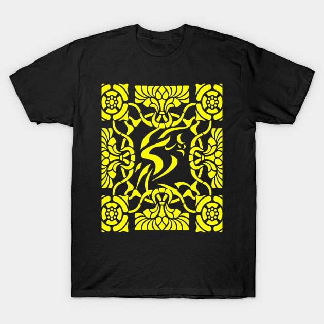 Ornamental Phoenix firebird Yellow T-Shirt by Kiyiya Designs